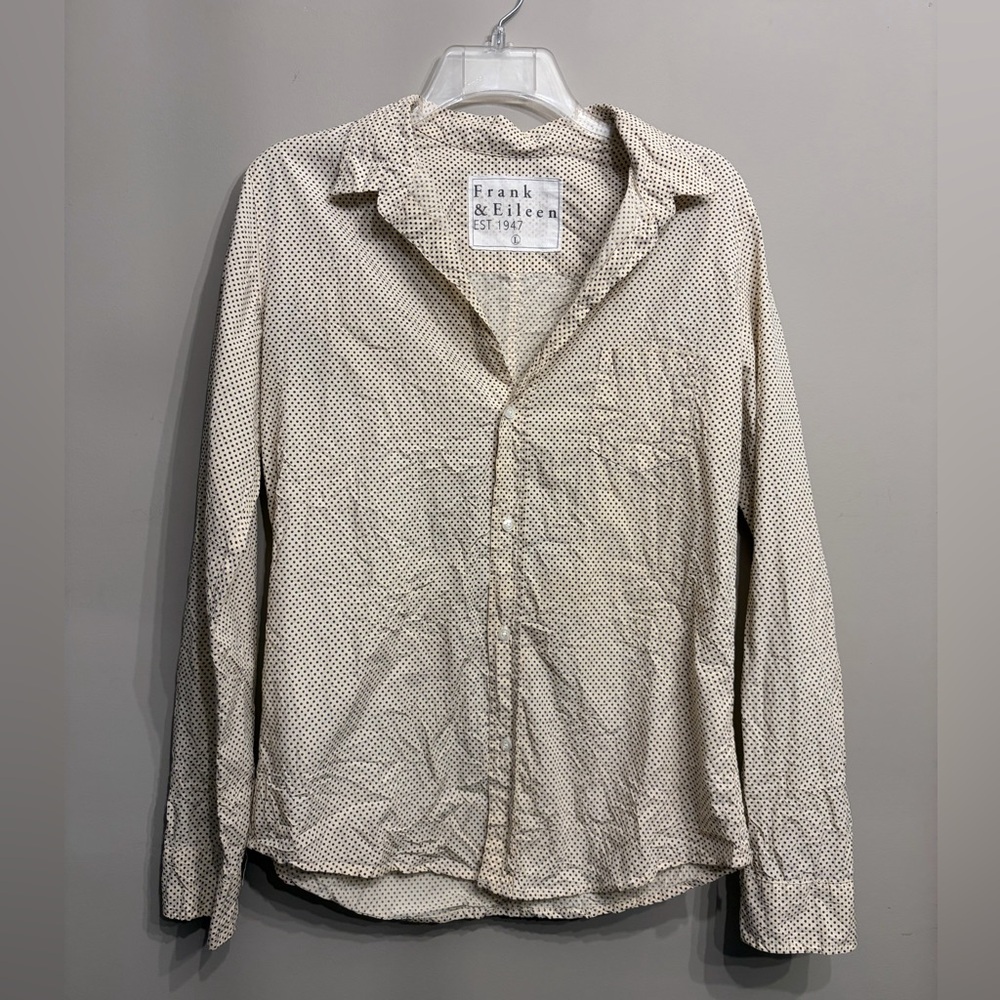 Frank & Eileen Polka Dot Button Down Shirt Size L